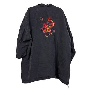 Vintage Silk Dragon Embroidered Grey Open Kimono